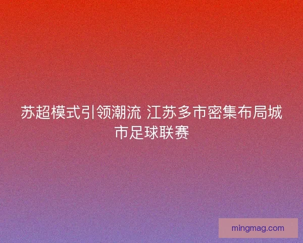 苏超模式引领潮流 江苏多市密集布局城市足球联赛