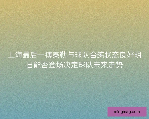 上海最后一搏泰勒与球队合练状态良好明日能否登场决定球队未来走势