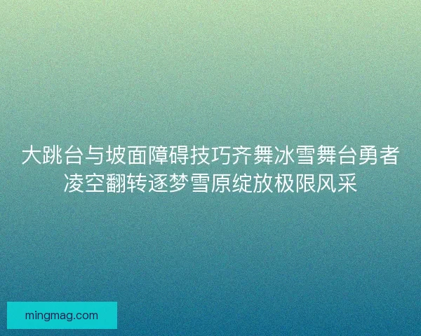 大跳台与坡面障碍技巧齐舞冰雪舞台勇者凌空翻转逐梦雪原绽放极限风采