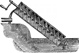 Archimedes screw cut-away diagram.