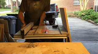 Using a table saw to cut the pieces for the case