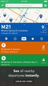 screen shot of the Transit App